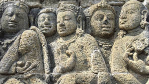 Majestic Inner Wall Of Borobudur Temple Wallpaper