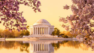 Majestic Jefferson Memorial Under Yellow Sky Wallpaper