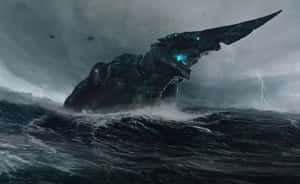 Majestic Kaiju Monster Unleashing Havoc Wallpaper