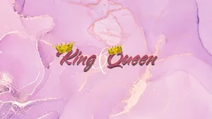 Majestic King And Queen On Purple Marble Background Wallpaper