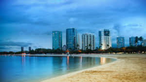 Majestic Miami Skyline Under Fiery Sunset Glow Wallpaper