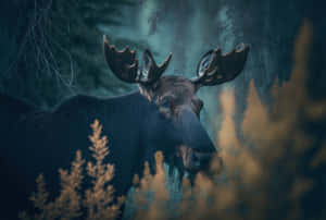 Majestic Moosein Misty Forest.jpg Wallpaper