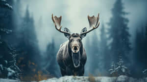 Majestic Moosein Misty Forest Wallpaper