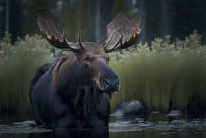 Majestic Moosein Natural Habitat Wallpaper