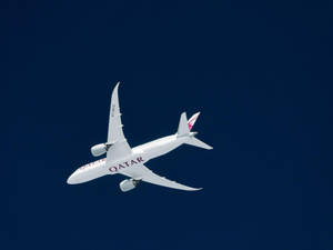 Majestic Qatar Airways Plane In Full Flight Wallpaper