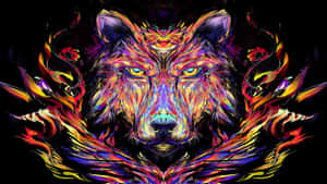 Majestic Rainbow Wolf In A Winter Wonderland Wallpaper