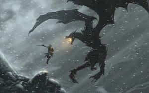 Majestic Real Dragon In Fairy Tale Landscape Wallpaper