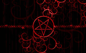 Majestic Red And Black Pentagram Design Wallpaper