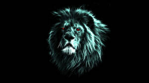 Majestic Red-eyed Lion Head In Darkness Wallpaper