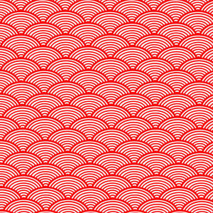 Majestic Red & White Japanese Waves Wallpaper