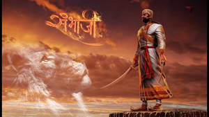 Majestic Sambhaji Maharaj Overlooking The Cliff Wallpaper