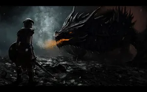 Majestic Scenery Of Skyrim Adventure Wallpaper