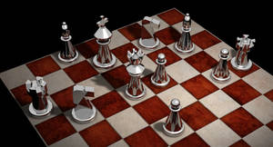 Majestic Silver Red Chess Wallpaper