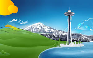 Majestic Space Needle Piercing Through The Serene Seattle Skyline Wallpaper