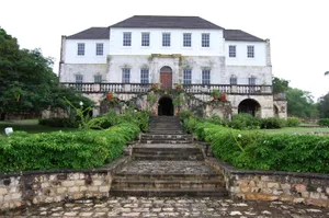 Majestic View Of Rose Hall Great House Under The Clear White Sky Wallpaper