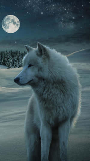 Majestic Wolf In Grayscale Wallpaper