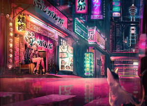 Make Your Way Through The Majestic Anime Night City Wallpaper