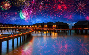Maldives Fireworks Display Wallpaper