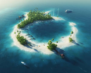 Maldives Island Digital Aerial Wallpaper