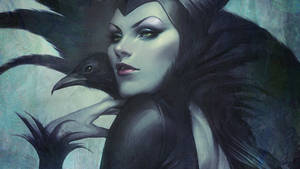 Maleficent With Crow Art Wallpaper