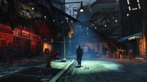 Man In Dark Street Fallout 4 4k Wallpaper