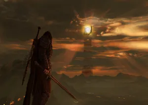 Man Looks At Eye Of Sauron Tower Wallpaper
