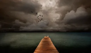 Man On Port Alone Phone Background Wallpaper