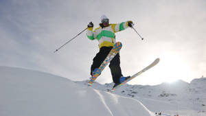 Man Practicing Ski Jumping Wallpaper