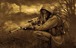 Man With Rifle Stalker Game Wallpaper