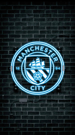 Manchester City 4k Neon Blue Logo Wallpaper