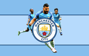 Manchester City 4k Players On Blue Flag Wallpaper