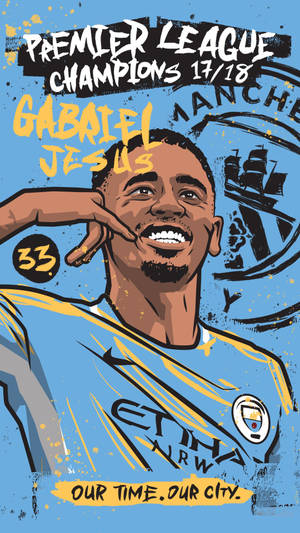 Manchester City Logo Gabriel Jesus Wallpaper