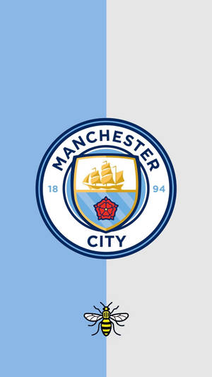 Manchester City Logo With Worker Bee Symbol Wallpaper