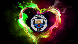 Manchester City Neon Heart Logo Wallpaper