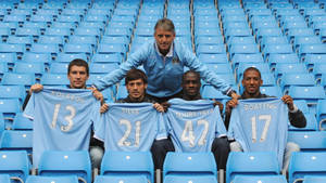 Manchester City Players Blue Shirt Wallpaper