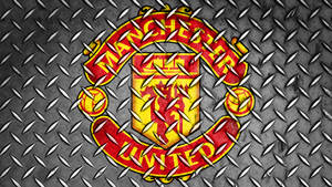 Manchester United Logo Metal Pattern Wallpaper