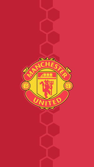 Manchester United Logo With Red Hexagons Wallpaper