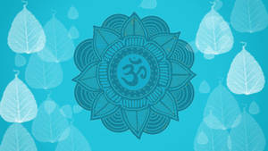 Mandala Flower On Blue Background Wallpaper