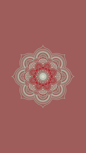 Mandala Minimalist On Maroon Background Wallpaper