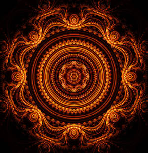 Mandala Orange Ornament Wallpaper