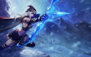 Maneuvering With Skill - Ashe From League Of Legends In Action Wallpaper