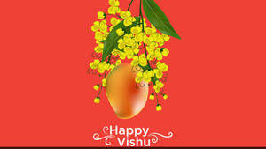 Mango And Flowers For Happy Vishu Celebration Wallpaper