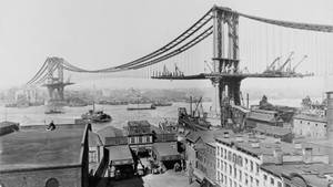 Manhattan Bridge Construction 1909 Wallpaper