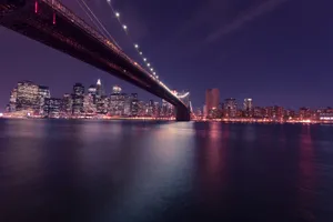 Manhattan Bridge New York City Night View Wallpaper