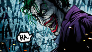 Maniacal Joker Laugh In An Intense Atmosphere Wallpaper