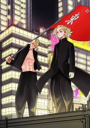 Manjiro And Draken With Flag Tokyo Revengers Manga Wallpaper