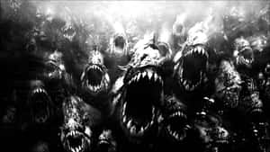 Many Scary Shark Monochrome Wallpaper