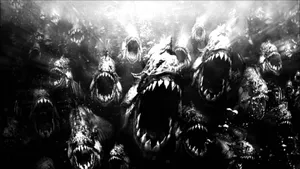 Many Scary Shark Monochrome Wallpaper