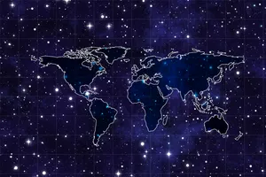 Map In Space Grid Wallpaper
