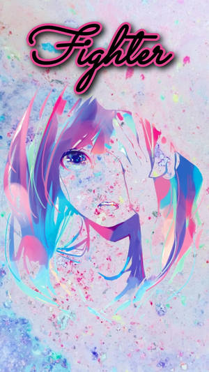 Marble Pink Anime Girl Fighter Wallpaper